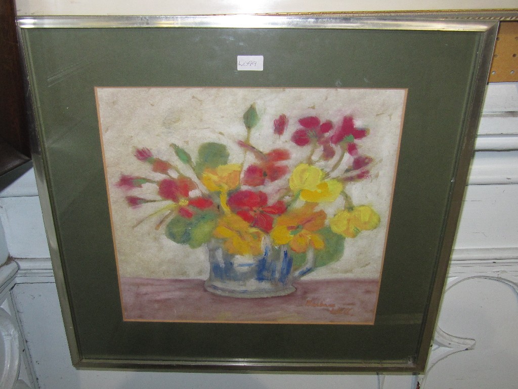 Appraisal: BARBARA THOMSON WALL Watercolour 'Victorian Mug with Flowers' signed recto