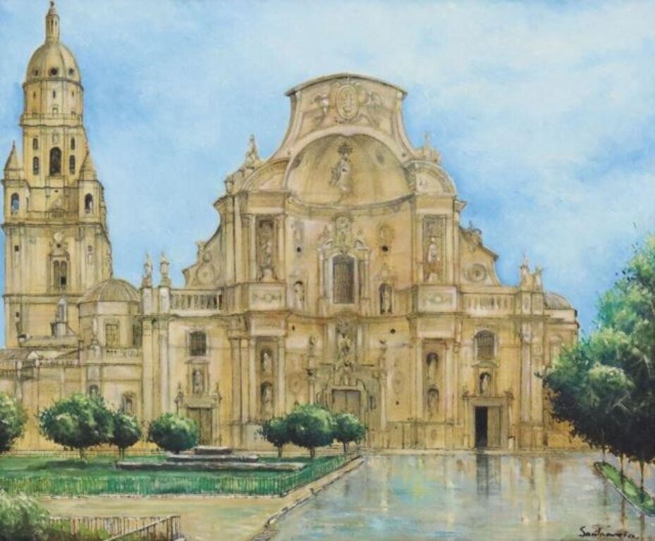 Appraisal: Framed oil on canvas painting Catedral de Murcia Cathedral of