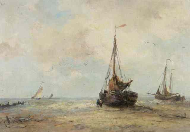 Appraisal: FOLLOWER OF THE HAGUE SCHOOL OF ARTISTSFisher folk and sailing