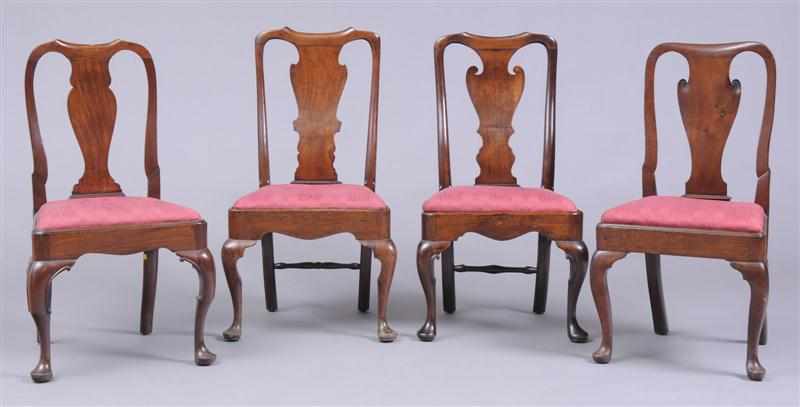 Appraisal: ASSEMBLED SET OF FOUR QUEEN ANNE CARVED MAHOGANY DINING CHAIRS