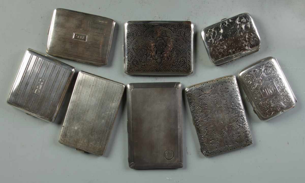 Appraisal: Group of Various Silver Cigarette Cases Group of Various Silver