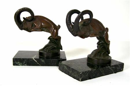 Appraisal: GUILLAIM LAPLAGNE FRENCH LATE TH CENTURY PAIR OF RAM BOOKENDS