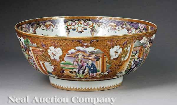 Appraisal: A Chinese Export Porcelain Mandarin Palette Punchbowl early th c