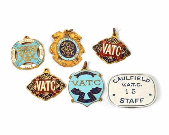 Appraisal: SIX VICTORIA AMATEUR TURF CLUB BADGES - all by 'Stokes