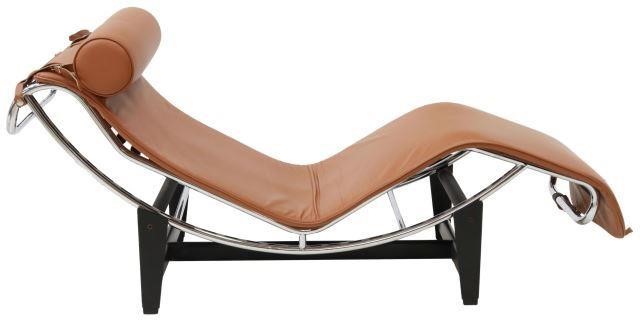 Appraisal: Modernist LC style reclining chaise lounge in the manner of