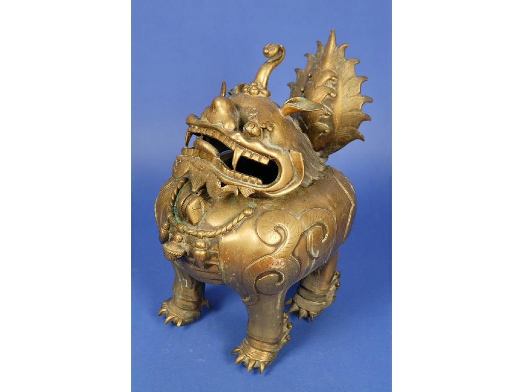 Appraisal: A CHINESE BRONZE CENSER in the form of a buddhistic