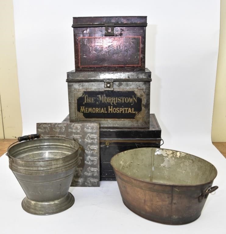 Appraisal: Tinware bread boxes one The Morristown Memorial Hospital h x