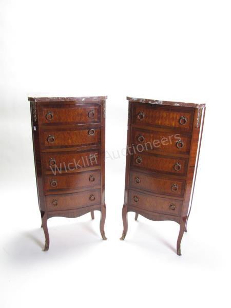 Appraisal: A pair of Louis XV style lingerie chests both with