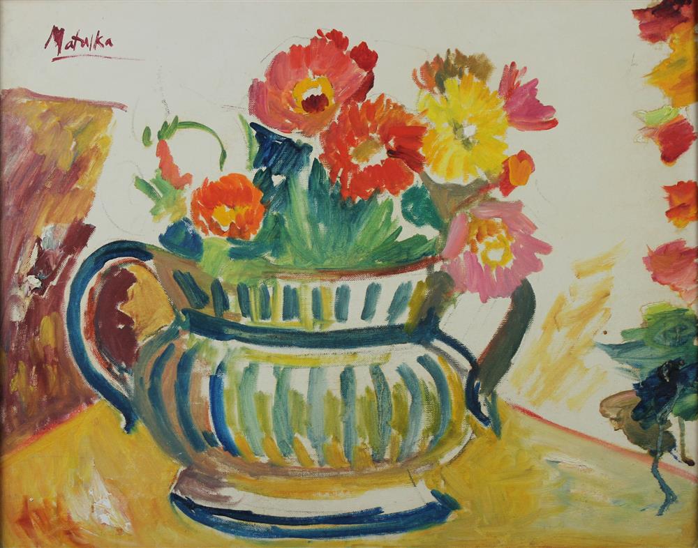 Appraisal: POSSIBLY JAN MATULKA AMERICAN CZECH - STUDY OF FLOWERS IN