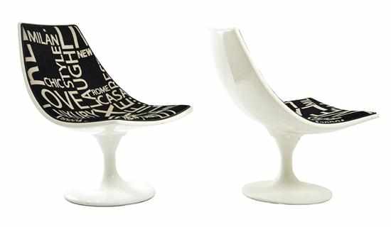 Appraisal: A PAIR OF ITALIAN SWIVEL CHAIRS c plastic fabric