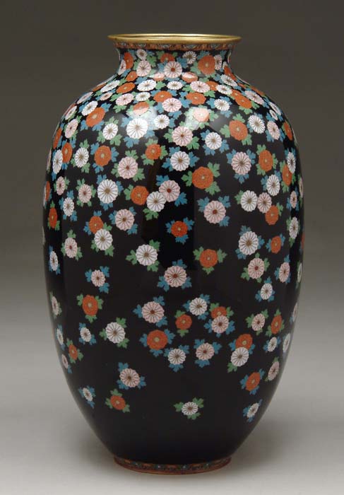 Appraisal: JAPANESE CLOISONNE VASE Large Cloisonn vase is dotted with delicately