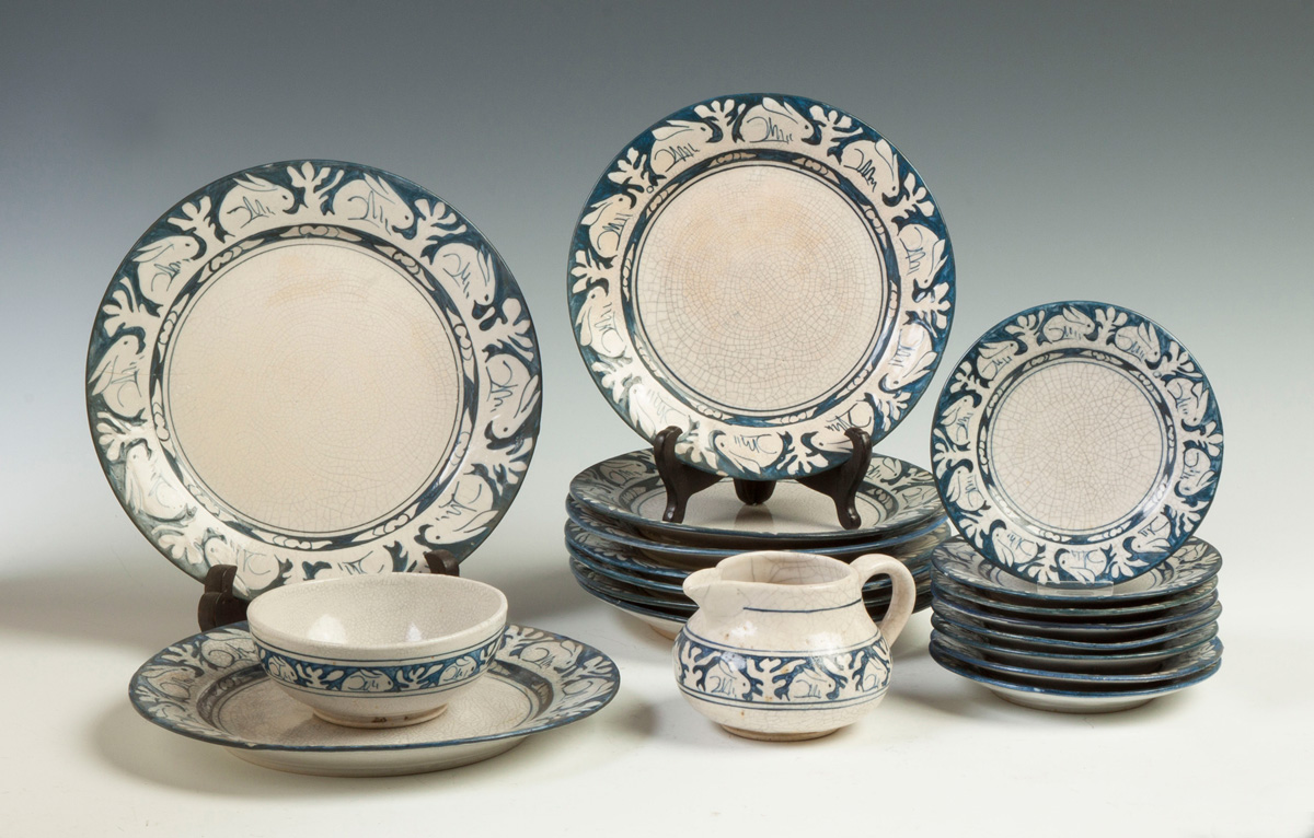 Appraisal: Group of Dedham Pottery Two plates one has hairline crack