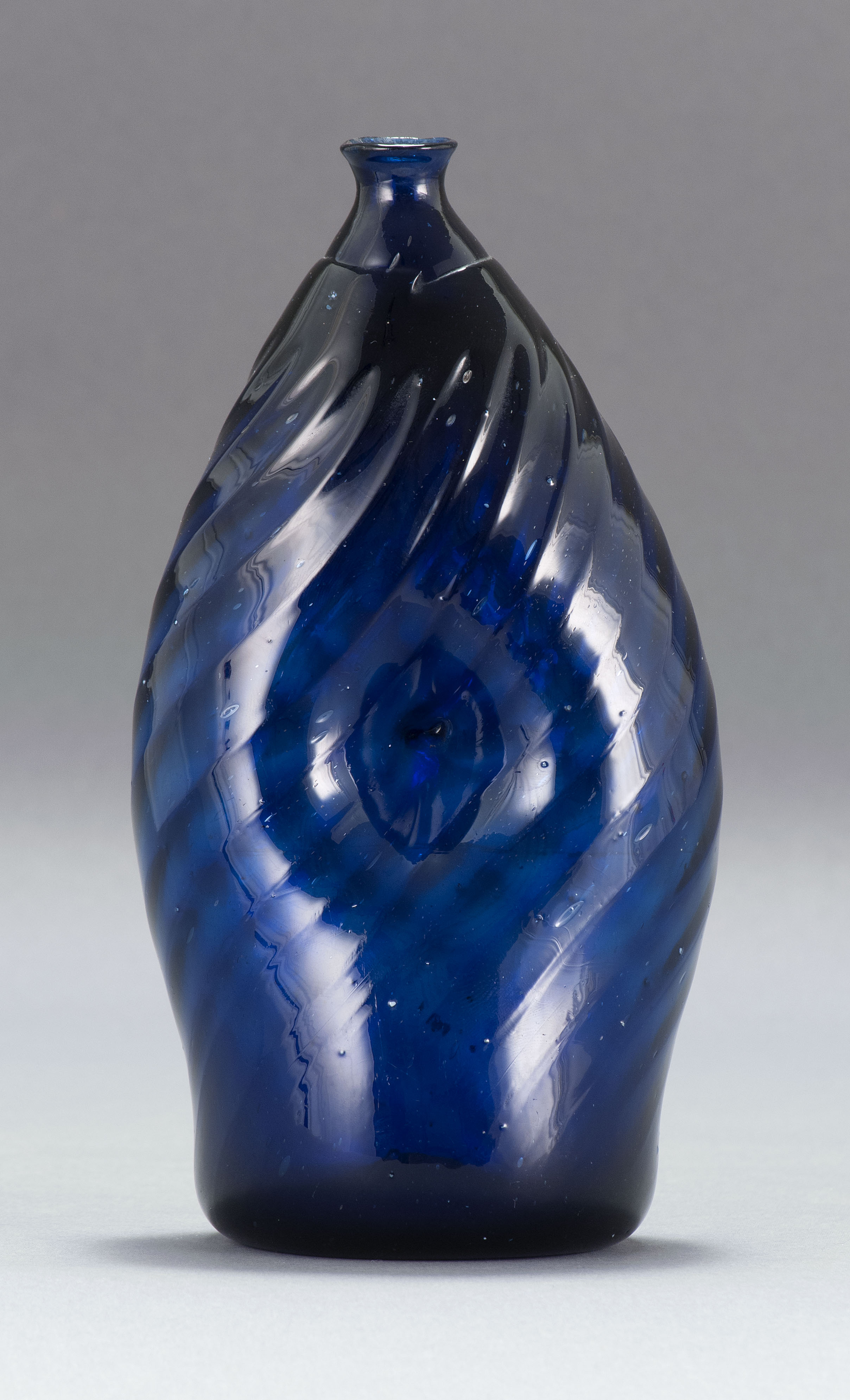 Appraisal: RARE COBALT BLUE FREE-BLOWN GLASS BOTTLE Probably Ohio Early th