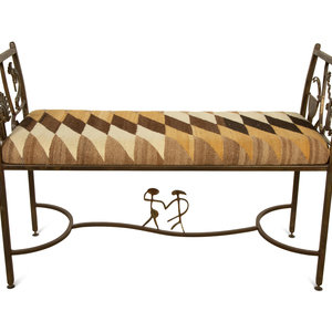 Appraisal: A Welded Steel Navajo Motif Bench th Century the seat