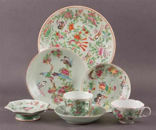 Appraisal: Chinese Export Famille Rose celadon -piece partial dinner service circa