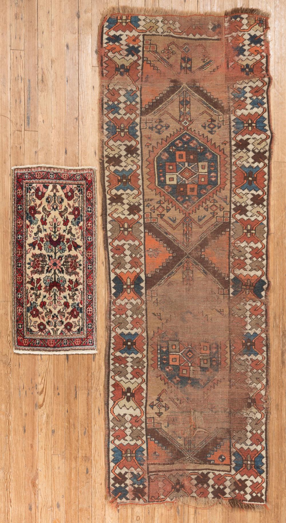 Appraisal: Antique Caucasian Runner and a Small Rug repeating medallion runner