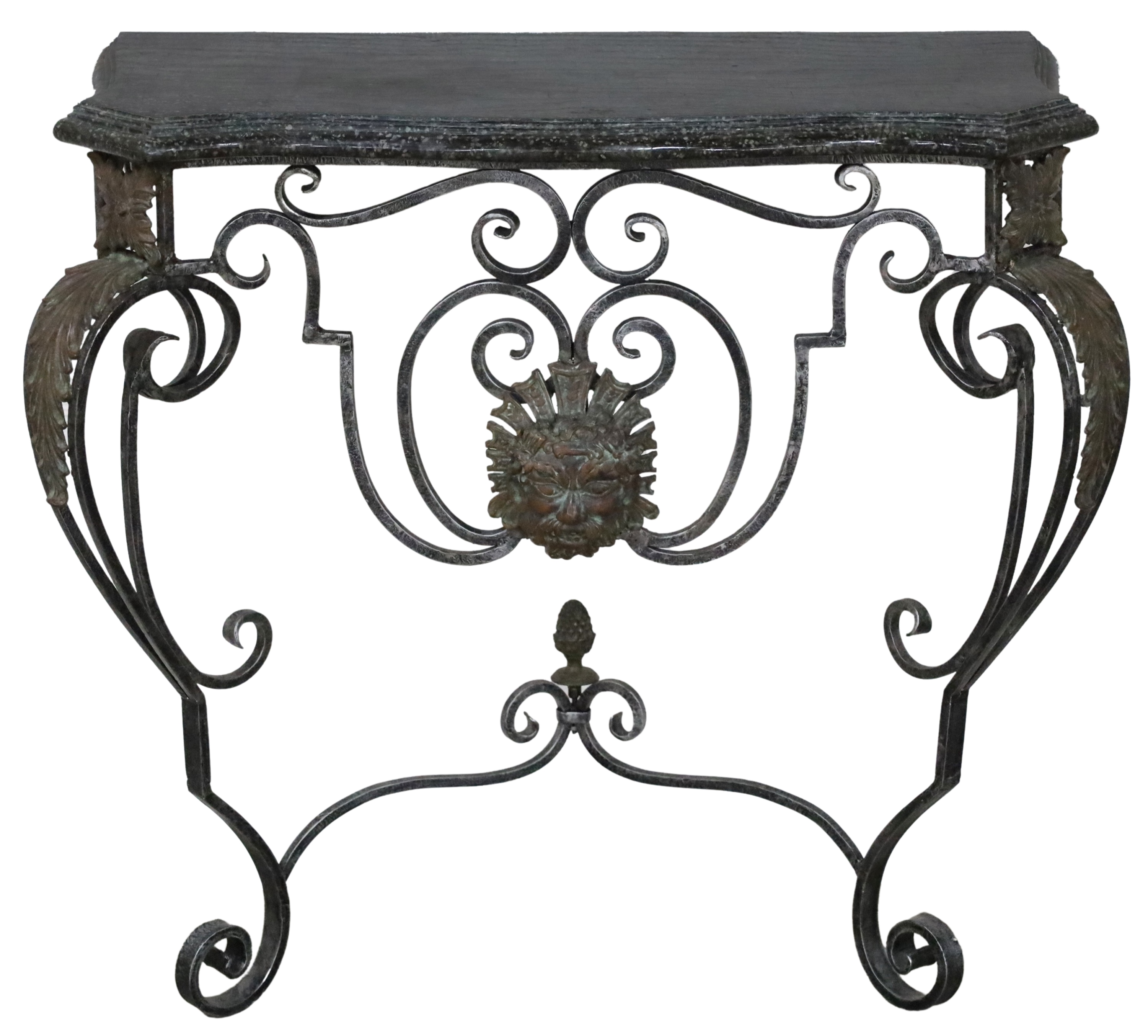 Appraisal: MAITLAND SMITH SERPENTINE IRON CONSOLE Louis XV style Maitland Smith