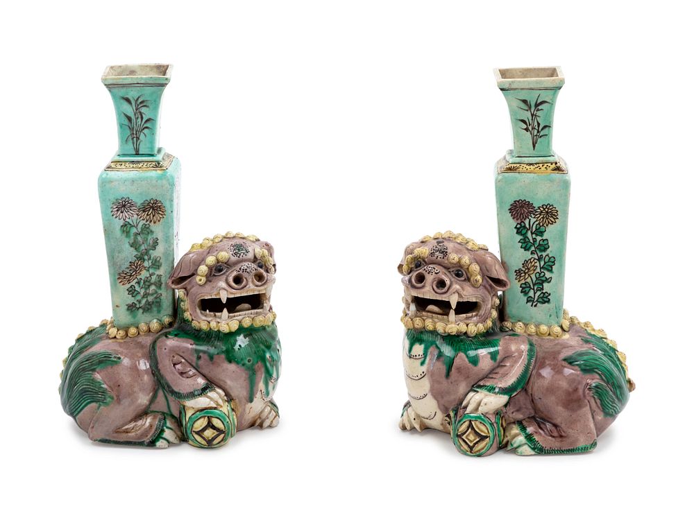 Appraisal: A Pair of Chinese Famille Verte Painted Porcelain 'Buddhist Lion'