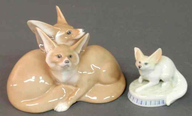 Appraisal: Royal Copenhagen porcelain figural group of two foxes h and