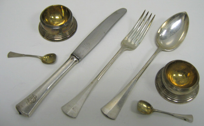 Appraisal: AUSTRO-HUNGARIAN SILVER FLATWARE Marked for Pest circa comprising each of