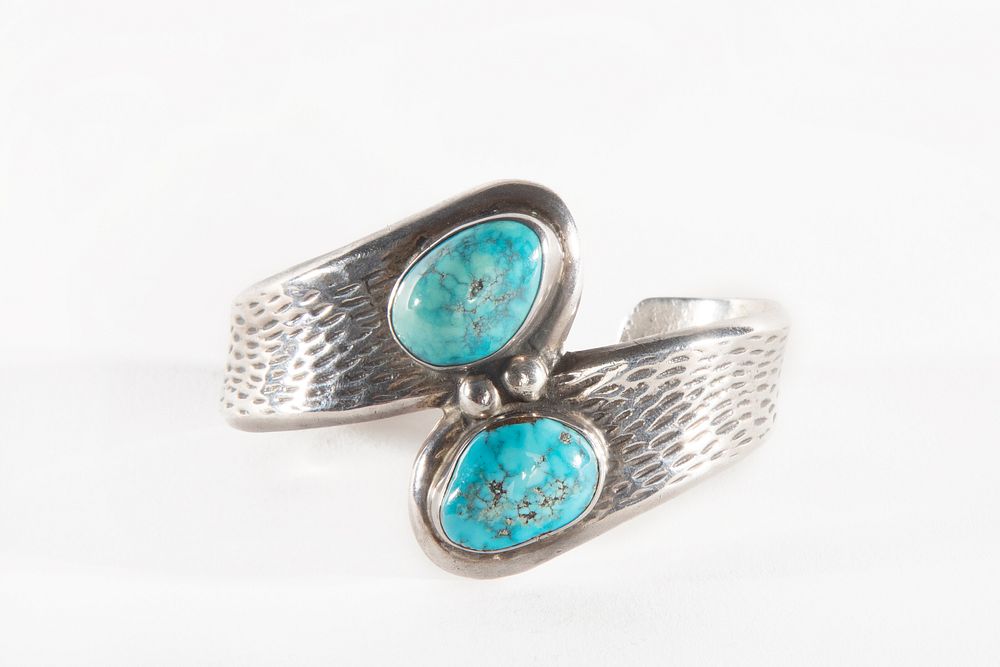 Appraisal: A Navajo Silver and Turquoise Cuff Bracelet ca NavajoA Silver