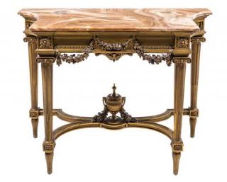 Appraisal: A Louis XVI Style Giltwood Console Table Height x width