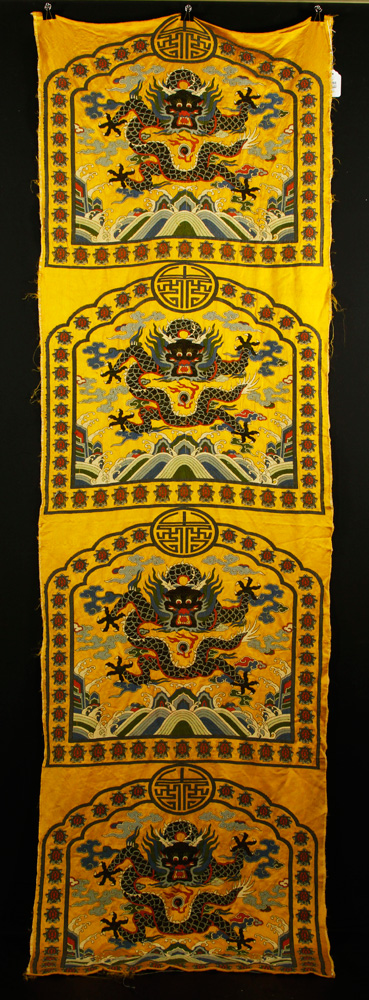 Appraisal: - Chinese Imperial Yellow Dragon Embroidery Imperial yellow dragon embroidery