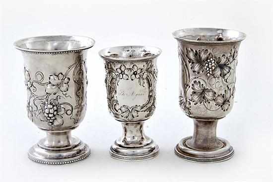 Appraisal: American coin silver goblets New York and Massachusetts circa repousse-chased