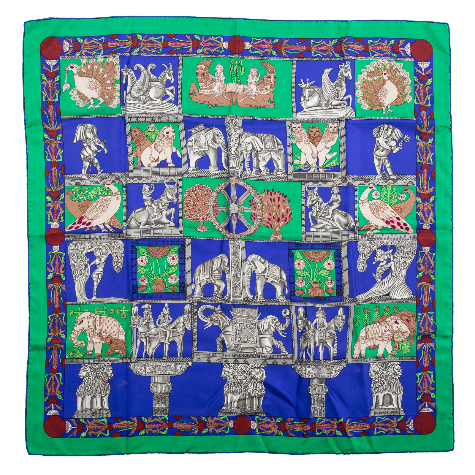 Appraisal: AN HERMES TORANA SCARF Green and multicolor Hermes cm silk