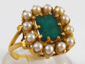 Appraisal: A yellow metal tests carat gold emerald and seed pearl