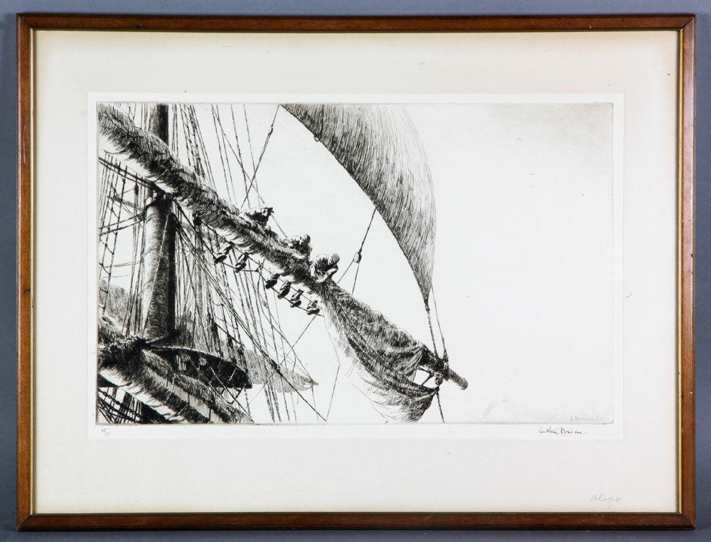 Appraisal: - Briscoe Making Sail Etching Arthur Briscoe - Making Sail