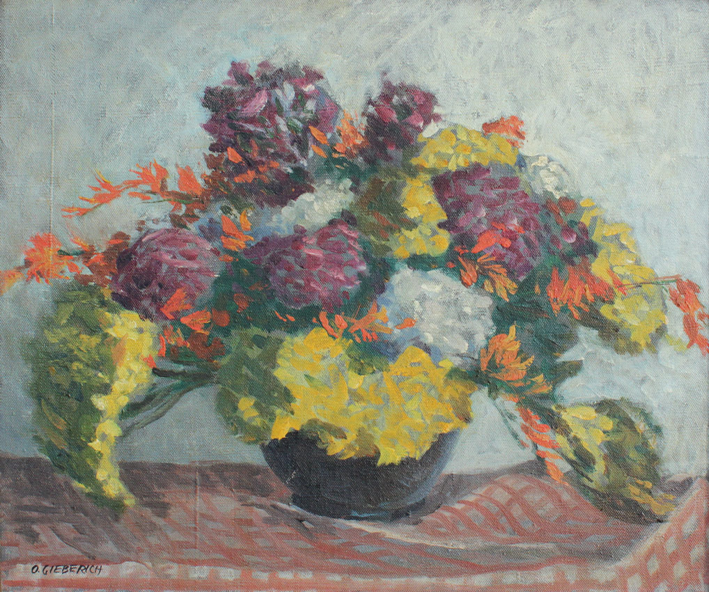 Appraisal: GIEBERICH Oscar American - Floral Still Life of Blooms in