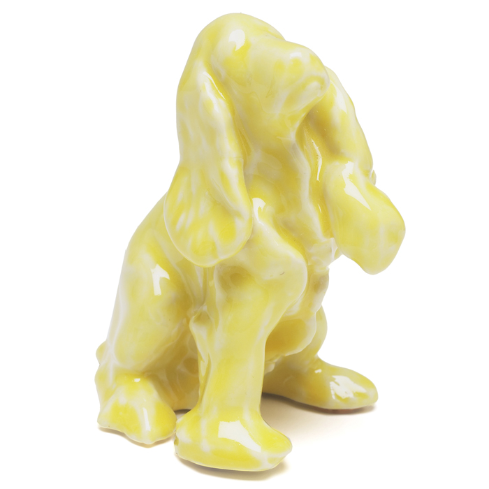 Appraisal: Rookwood paperweight spaniel covered in a yellow Hi-glaze w x