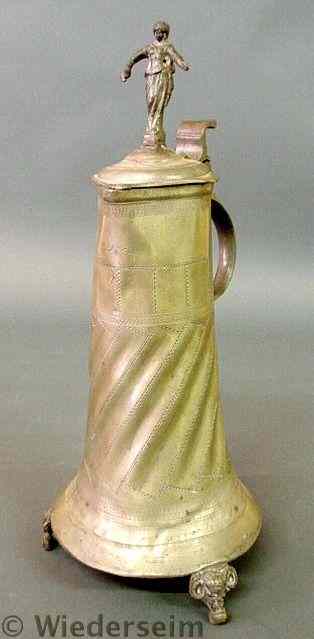 Appraisal: German pewter flagon dated and initialed F St acquired at