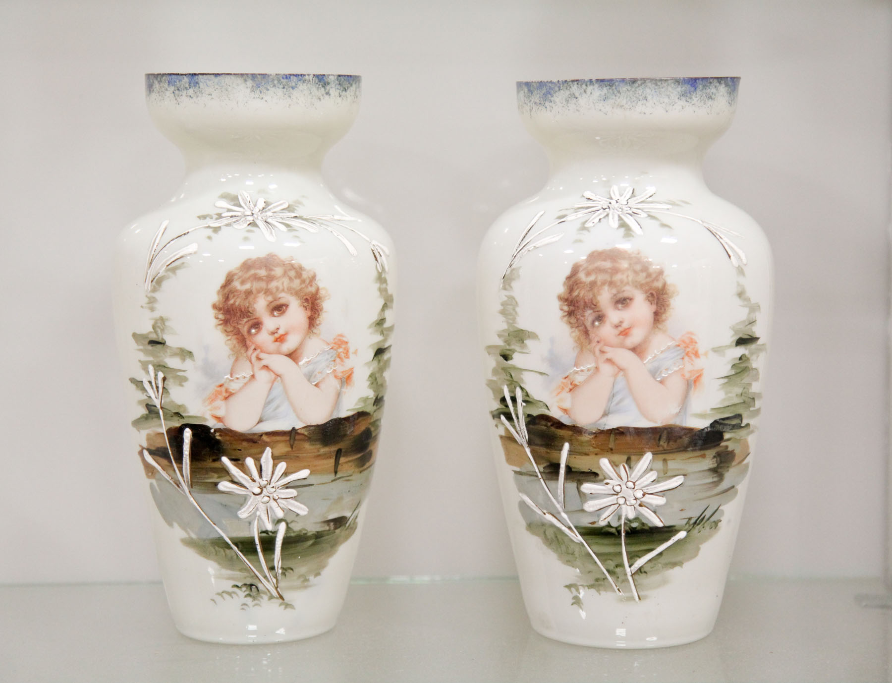 Appraisal: PAIR OF BRISTOL GLASS VASES Probably Bohemian first half th