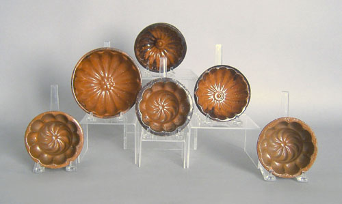 Appraisal: Six small redware molds th c