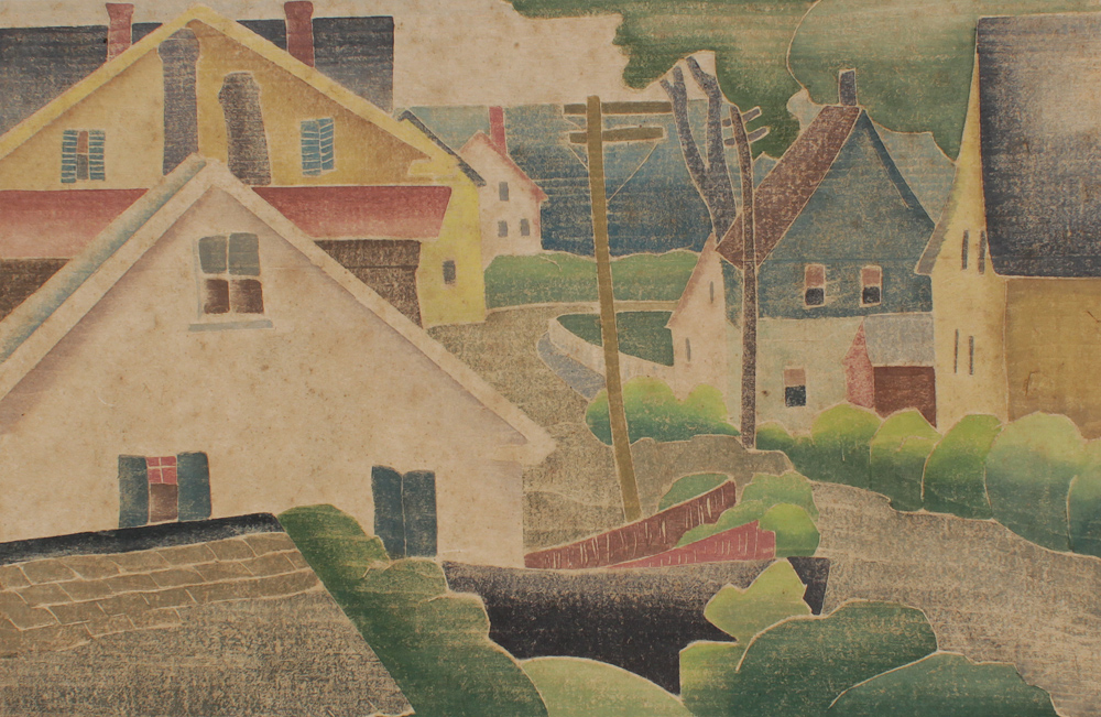 Appraisal: VOORHEES Hope American - ''From the Hill'' Provincetown Color Woodblock