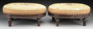 Appraisal: RARE PAIR OF LOUIS XVI CARVED OVAL FOOT STOOLS RARE