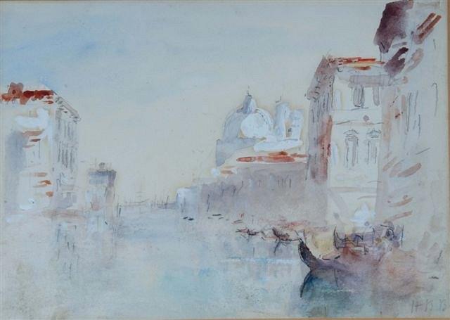 Appraisal: HERCULES BRABAZON BRABAZON - - Venetian canal with gondolas signed