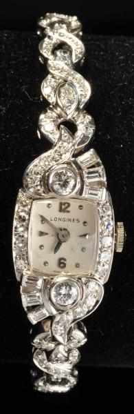 Appraisal: Longines Platinum Diamond Ladies Watch Description Diamonds ctw Works sporadically