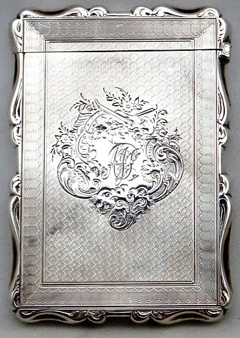 Appraisal: A Victorian silver visiting card case of shaped rectangular form