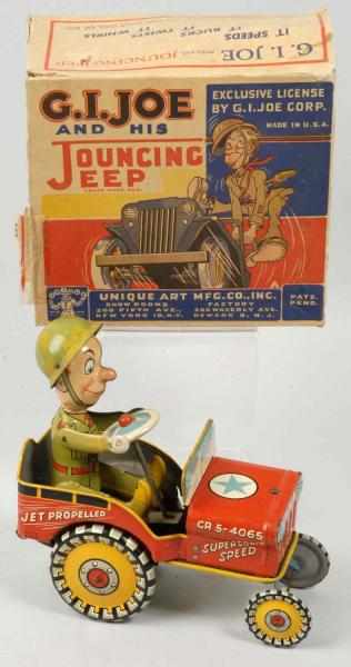 Appraisal: Tin Litho Unique Art G I Joe Jeep Wind-Up Toy