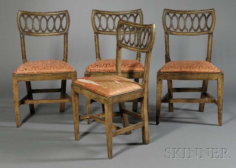 Appraisal: Four Provincial Side Chairs Italy late th century back rail