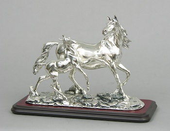 Appraisal: A Guerrini Collections Silver Plated Sculpture of a Mare and