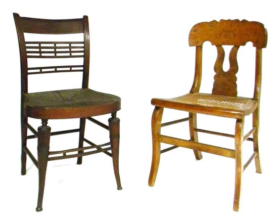 Appraisal: Two early th C side chairs one mahogany rush seat