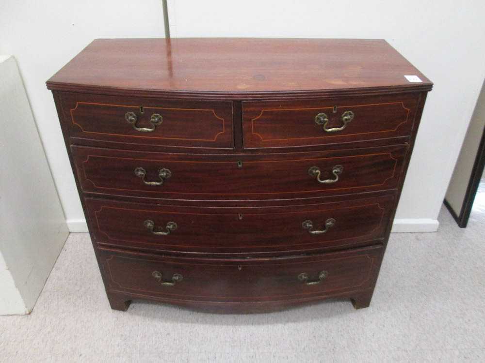 Appraisal: GEORGE III MAHOGANY BOW-FRONT CHEST English early th century having