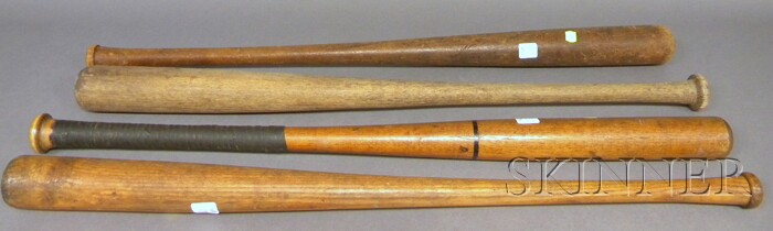 Appraisal: Four Vintage Baseball Bats an impressed Roger Cowdey Long Hit