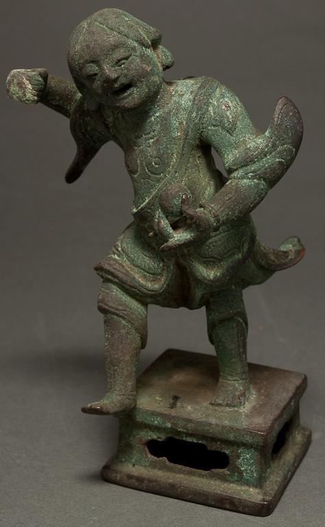 Appraisal: Chinese patinated bronze guardian figure Ch'ing Dynasty th century modeled