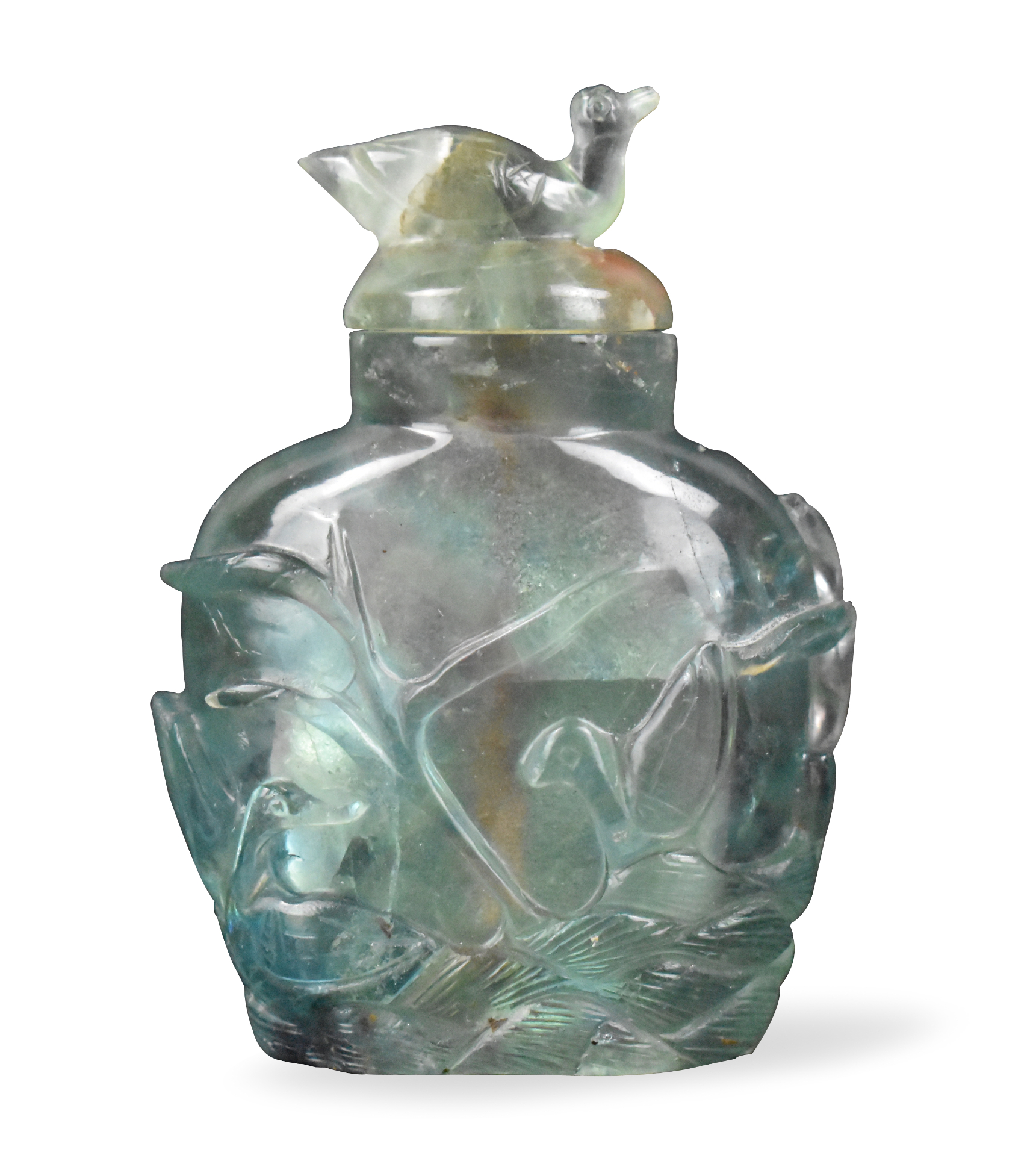 Appraisal: A Chinese fluorite carved snuff bottle dating from the Qing