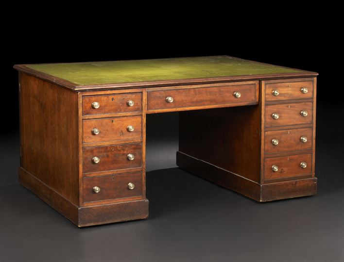 Appraisal: George III-Style Mahogany Partner's Desk late th century the rectangular